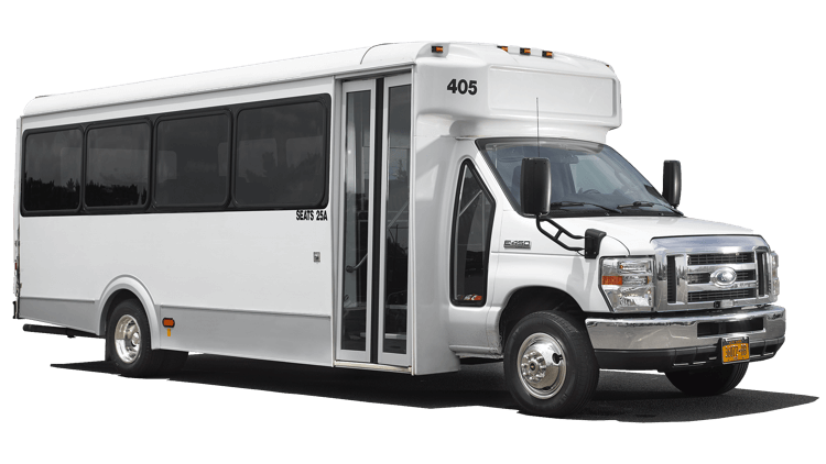 White Ford E-450 Shuttle Bus
