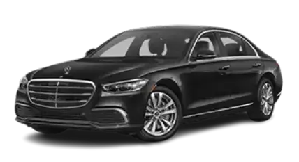 Black Mercedes-Benz S-Class sedan.