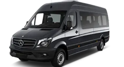 Dark gray Mercedes Sprinter van.